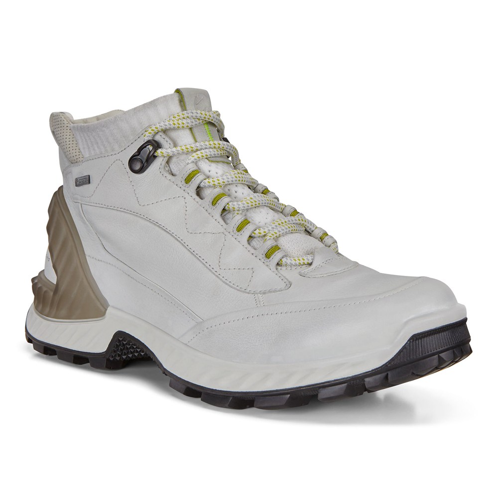 Womens Hiking Shoes - ECCO Exohike Mid Gtx - White - 8204ELYQW